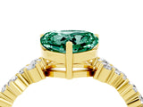 Yellow gold Heart Cut Green Sapphire Scattered Round Accent Ring with Prong Setting_16