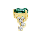 Yellow gold Heart Cut Green Sapphire Scattered Round Accent Ring with Prong Setting_17