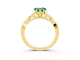 Yellow gold Heart Cut Green Sapphire Solitaire Celtic Knot Ring with Four-Prong Setting_15