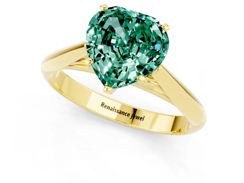 Yellow gold Heart Cut Green Sapphire Solitaire Engagement Ring with Cathedral Setting and Four-Prong Mount_13