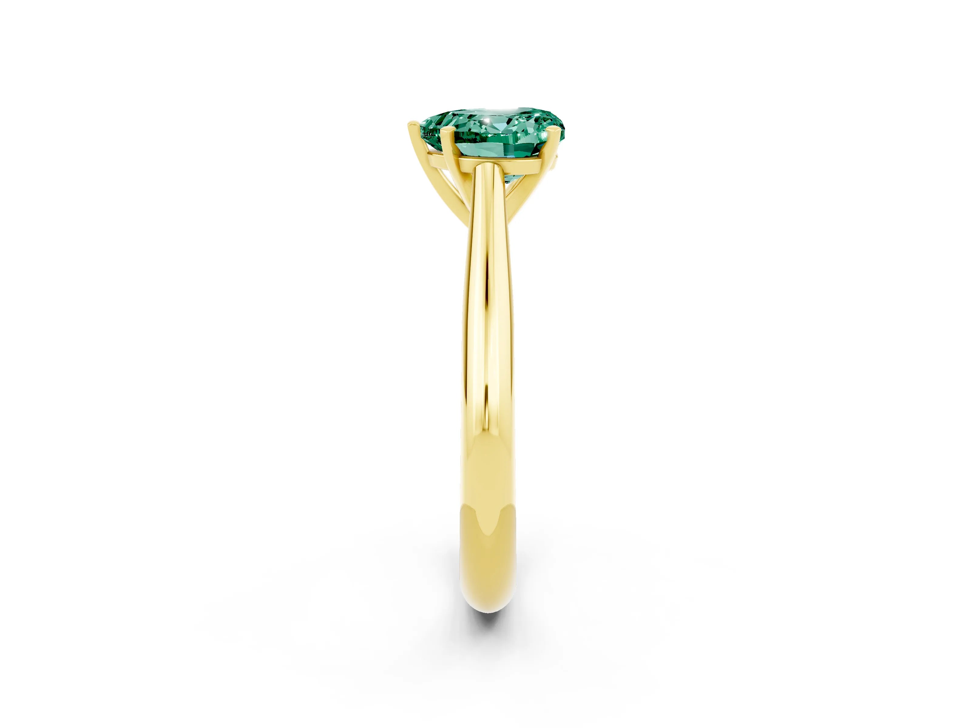 Yellow gold Heart Cut Green Sapphire Solitaire Engagement Ring with Cathedral Setting and Four-Prong Mount_14