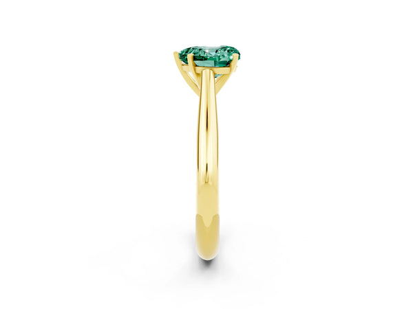 Yellow gold Heart Cut Green Sapphire Solitaire Engagement Ring with Cathedral Setting and Four-Prong Mount