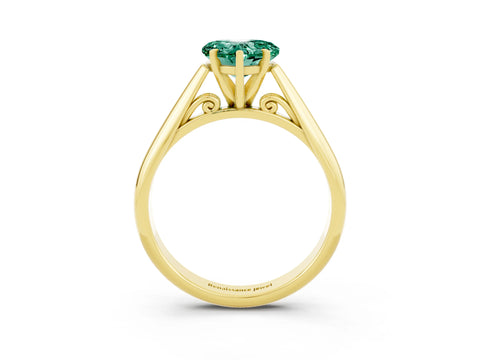 Yellow gold Heart Cut Green Sapphire Solitaire Engagement Ring with Cathedral Setting and Four-Prong Mount_15