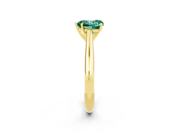 Yellow gold Heart Cut Green Sapphire Solitaire Engagement Ring with Cathedral Setting and Four-Prong Mount
