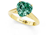 Yellow gold Heart Cut Green Sapphire Solitaire Engagement Ring with Cathedral Setting and Four-Prong Mount_25