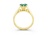 Yellow gold Heart Cut Green Sapphire Solitaire Engagement Ring with Cathedral Setting and Four-Prong Mount_27