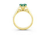 Yellow gold Heart Cut Green Sapphire Solitaire Engagement Ring with Cathedral Setting and Four-Prong Mount_33