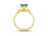 Yellow gold Heart Cut Green Sapphire Solitaire Engagement Ring with Cathedral Setting and Four-Prong Mount_69