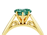 Yellow gold Heart Cut Green Sapphire Solitaire Engagement Ring with Cathedral Setting and Four-Prong Mount_70