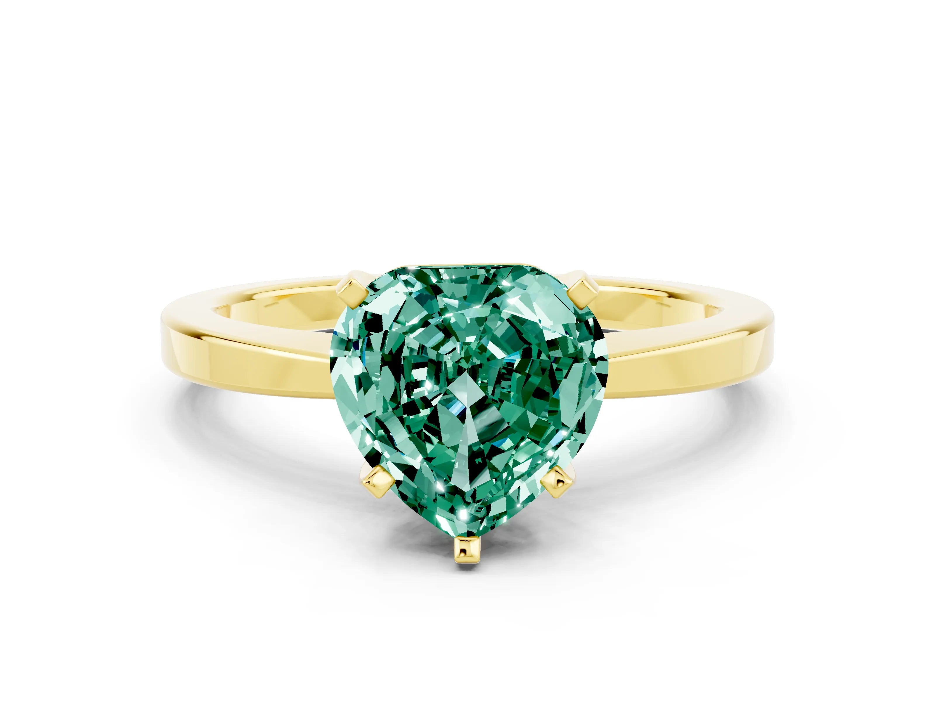 Yellow gold Heart Cut Green Sapphire Solitaire Engagement Ring with Classic Band and Four-Prong Setting_24