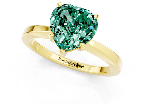Yellow gold Heart Cut Green Sapphire Solitaire Engagement Ring with Classic Band and Four-Prong Setting_25