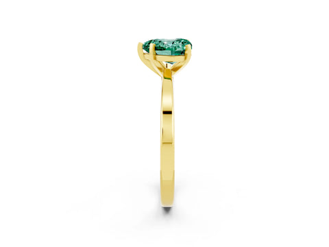 Yellow gold Heart Cut Green Sapphire Solitaire Engagement Ring with Classic Band and Four-Prong Setting_26