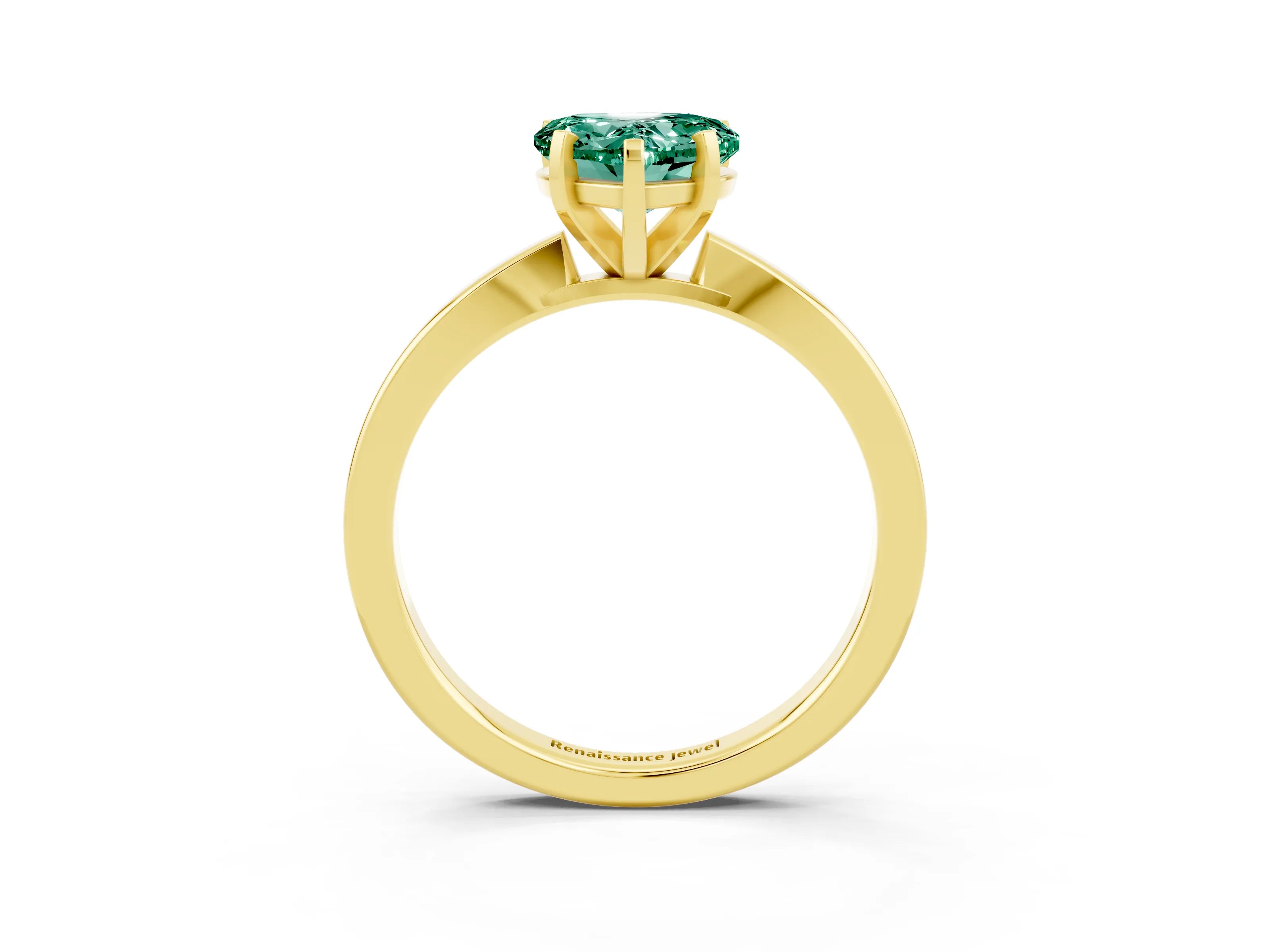 Yellow gold Heart Cut Green Sapphire Solitaire Engagement Ring with Classic Band and Four-Prong Setting_27