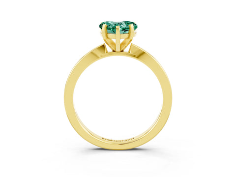Yellow gold Heart Cut Green Sapphire Solitaire Engagement Ring with Classic Band and Four-Prong Setting_27