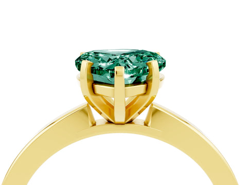 Yellow gold Heart Cut Green Sapphire Solitaire Engagement Ring with Classic Band and Four-Prong Setting_28