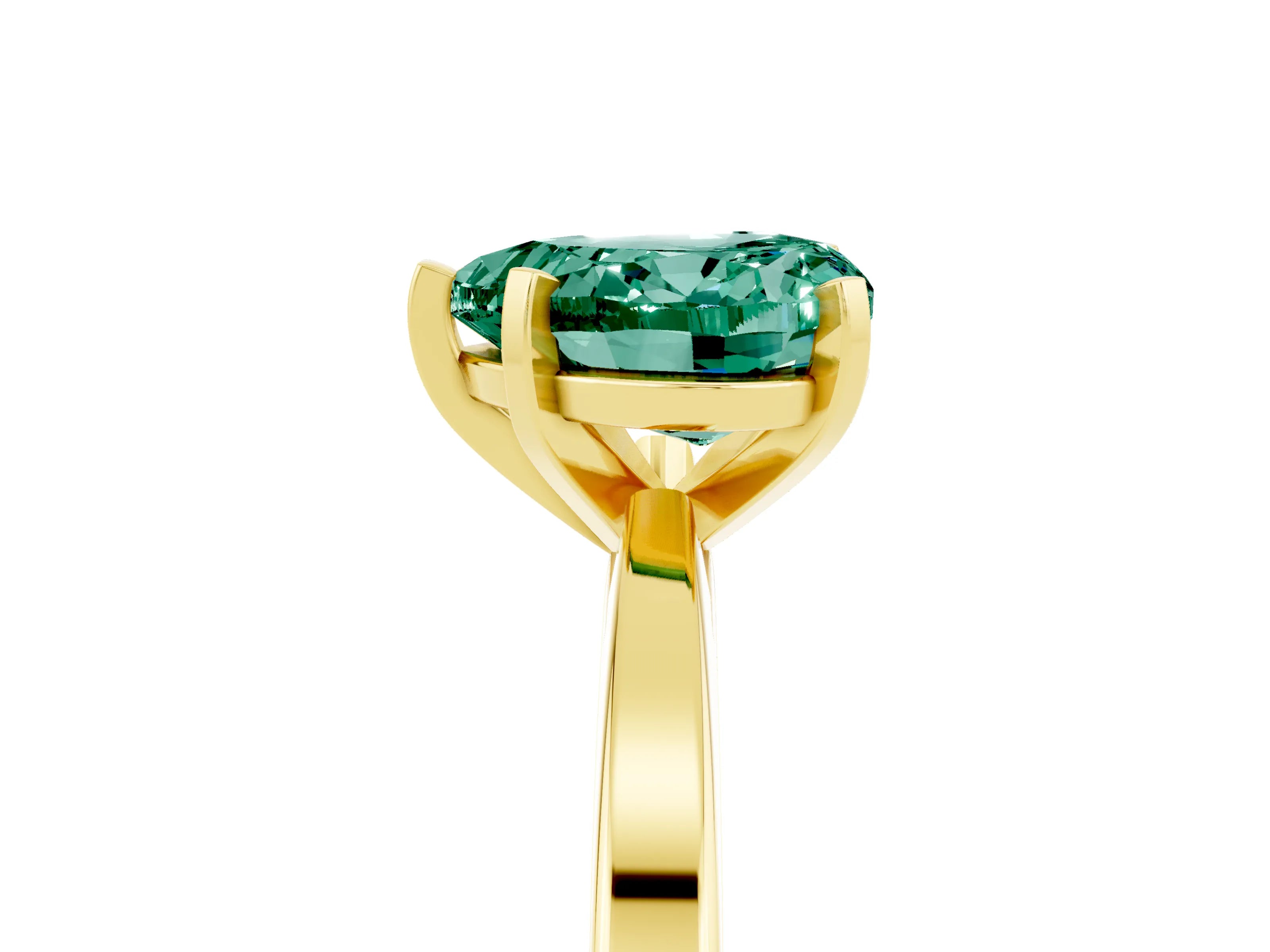 Yellow gold Heart Cut Green Sapphire Solitaire Engagement Ring with Classic Band and Four-Prong Setting_29