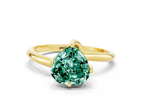 Yellow gold Heart Cut Green Sapphire Solitaire Engagement Ring with Four-Prong Setting and Classic Band_12