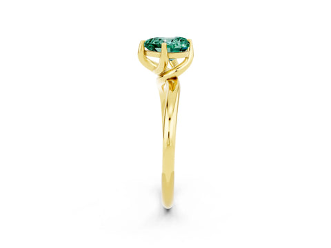 Yellow gold Heart Cut Green Sapphire Solitaire Engagement Ring with Four-Prong Setting and Classic Band_14