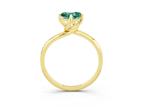 Yellow gold Heart Cut Green Sapphire Solitaire Engagement Ring with Four-Prong Setting and Classic Band_15