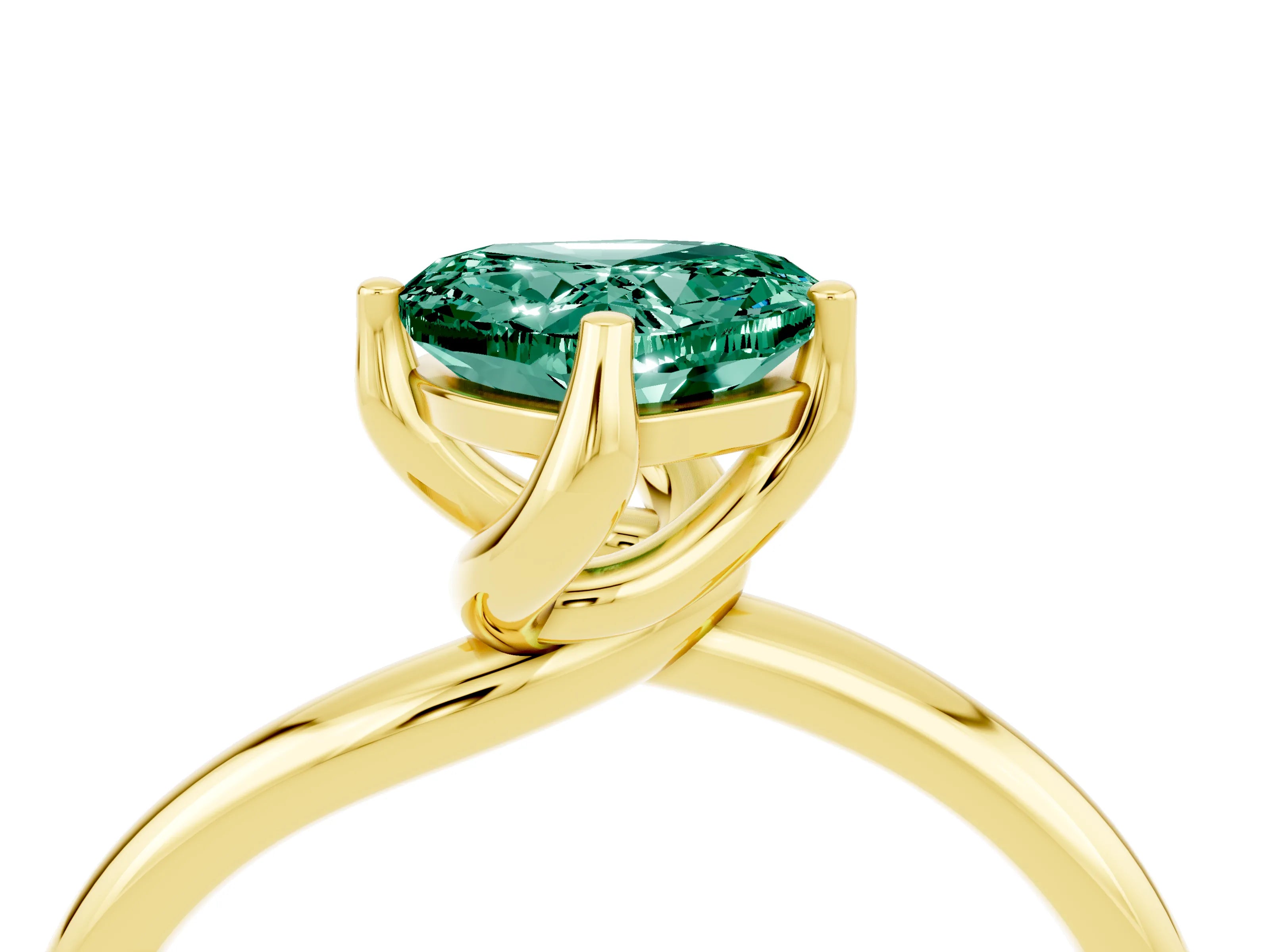 Yellow gold Heart Cut Green Sapphire Solitaire Engagement Ring with Four-Prong Setting and Classic Band_16