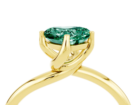 Yellow gold Heart Cut Green Sapphire Solitaire Engagement Ring with Four-Prong Setting and Classic Band_16