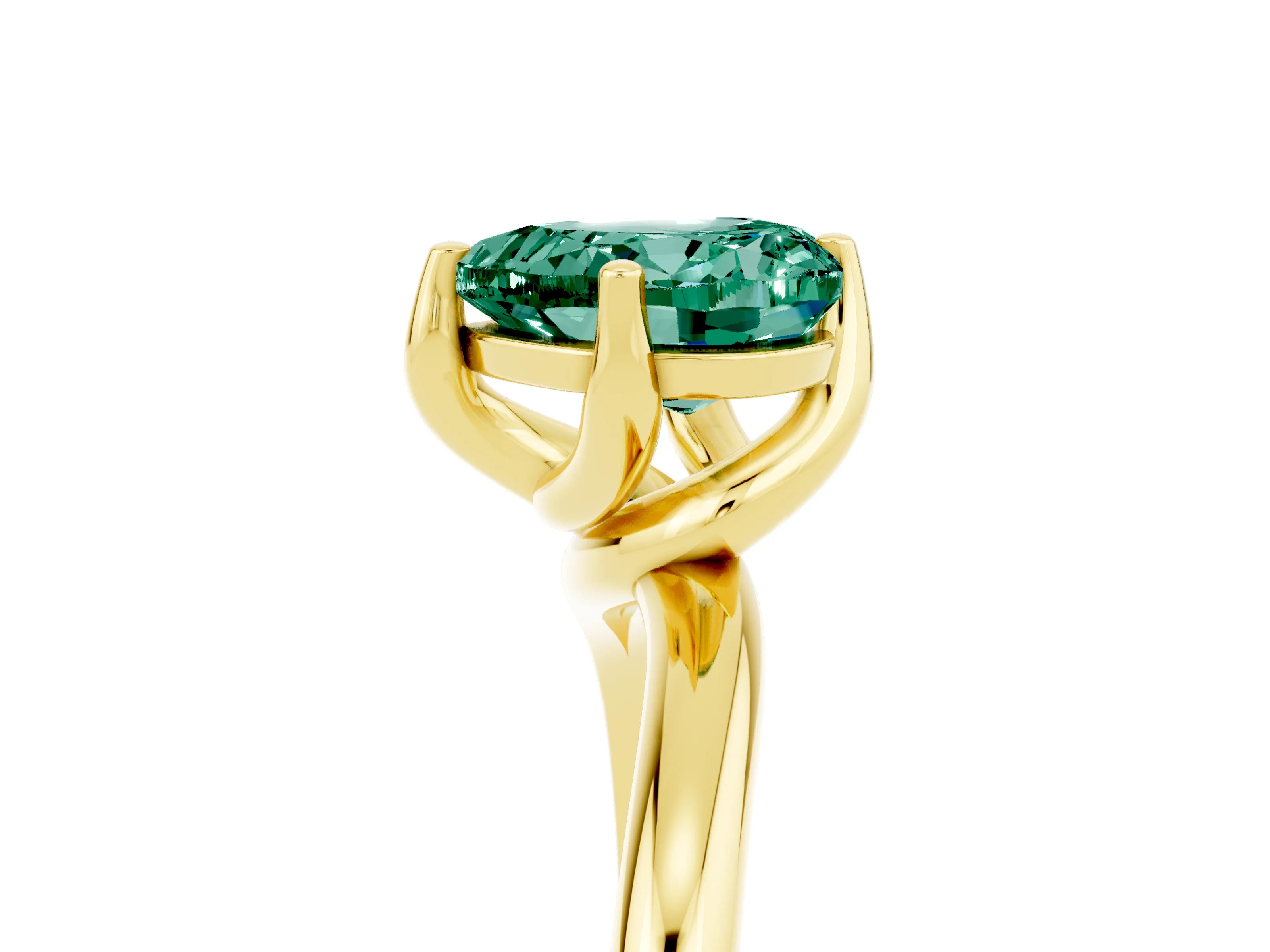 Yellow gold Heart Cut Green Sapphire Solitaire Engagement Ring with Four-Prong Setting and Classic Band_17