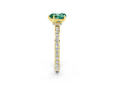 Yellow gold Heart Cut Green Sapphire Solitaire Engagement Ring with Pavé Band and Four-Prong Setting_2