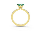 Yellow gold Heart Cut Green Sapphire Solitaire Engagement Ring with Pavé Band and Four-Prong Setting_3