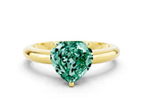 Yellow gold Heart Cut Green Sapphire Solitaire Engagement Ring with Round Band and Four-Prong Setting