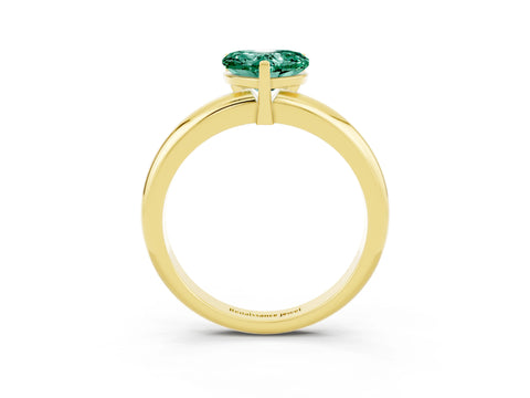 Yellow gold Heart Cut Green Sapphire Solitaire Engagement Ring with Round Band and Four-Prong Setting_3