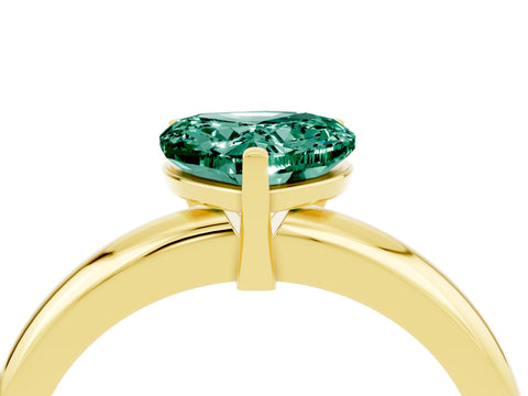 Yellow gold Heart Cut Green Sapphire Solitaire Engagement Ring with Round Band and Four-Prong Setting_4