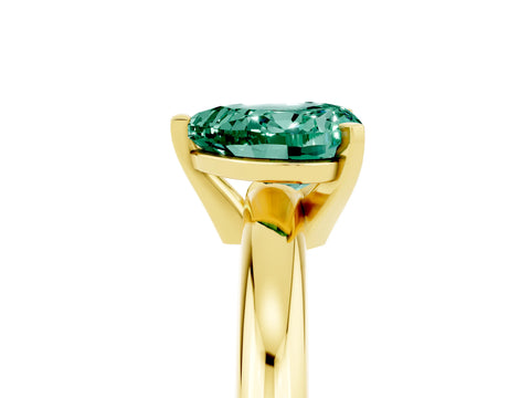 Yellow gold Heart Cut Green Sapphire Solitaire Engagement Ring with Round Band and Four-Prong Setting_5