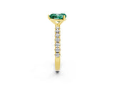 Yellow gold Heart Cut Green Sapphire Solitaire Pavé Band with Four-Prong Setting_2