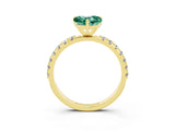 Yellow gold Heart Cut Green Sapphire Solitaire Pavé Band with Four-Prong Setting_3