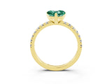 Yellow gold Heart Cut Green Sapphire Solitaire Pavé Engagement Ring with Round Band and Prong Setting_15
