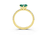 Yellow gold Heart Cut Green Sapphire Solitaire Pavé Engagement Ring with Round Band and Prong Setting_69