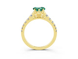 Yellow gold Heart Cut Green Sapphire Solitaire Ring with Cathedral Setting and Pavé Band_3