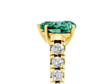 Yellow gold Heart Cut Green Sapphire Solitaire Ring with Cathedral Setting and Pavé Band_5