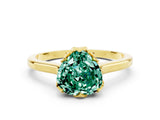 Yellow gold Heart Cut Green Sapphire Solitaire Ring with Flower Prong Setting and Classic Band_12