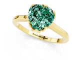 Yellow gold Heart Cut Green Sapphire Solitaire Ring with Flower Prong Setting and Classic Band_13
