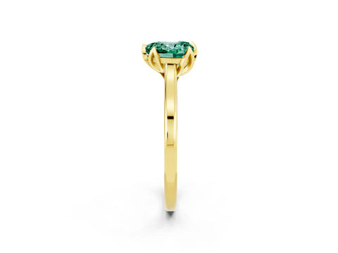 Yellow gold Heart Cut Green Sapphire Solitaire Ring with Flower Prong Setting and Classic Band_14