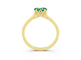 Yellow gold Heart Cut Green Sapphire Solitaire Ring with Flower Prong Setting and Classic Band_15