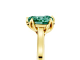 Yellow gold Heart Cut Green Sapphire Solitaire Ring with Flower Prong Setting and Classic Band_17