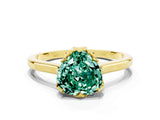 Yellow gold Heart Cut Green Sapphire Solitaire Ring with Flower Prong Setting and Classic Band_36