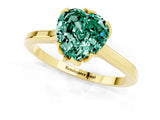 Yellow gold Heart Cut Green Sapphire Solitaire Ring with Flower Prong Setting and Classic Band_37