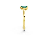 Yellow gold Heart Cut Green Sapphire Solitaire Ring with Flower Prong Setting and Classic Band_38