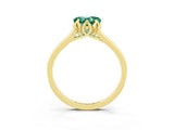 Yellow gold Heart Cut Green Sapphire Solitaire Ring with Flower Prong Setting and Classic Band_39