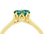 Yellow gold Heart Cut Green Sapphire Solitaire Ring with Flower Prong Setting and Classic Band_40