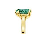Yellow gold Heart Cut Green Sapphire Solitaire Ring with Flower Prong Setting and Classic Band_41