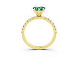 Yellow gold Heart Cut Green Sapphire Solitaire Ring with Pavé Accents and Four-Prong Setting_3